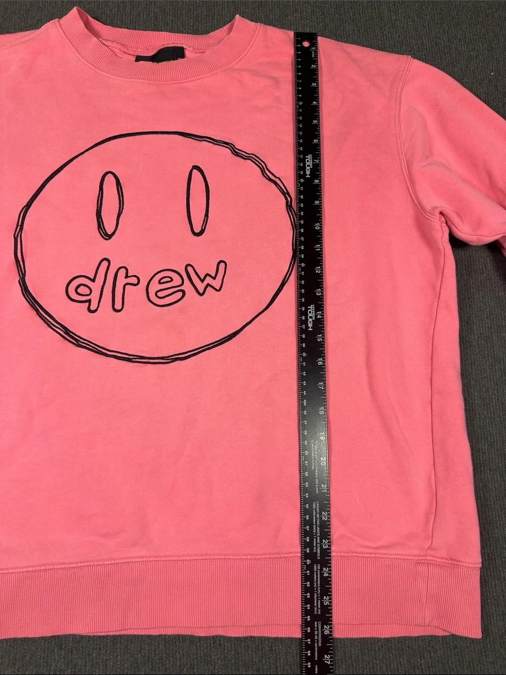Drew House Sketch Mascot Crewneck Sweatshirt Hot Pink Adult XL Smiley Bieber